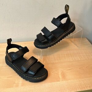 Dr. Martens Junior Klaire Black Leather Adjustable Strap Sandals - New